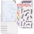 A6 Budget Binder Set in weißem Marmor mit Klarsichthüllen und Kategorie-Aufklebern - Loseblatt-Budget-Planer-Set / 6 Bargeldumschläge + Zubehör / Marmor Blau