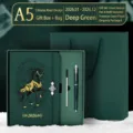 2026 Year of the Horse A5 business planner gift set in elegant dark green finish - 横线本3件套 / 含本笔芯礼盒袋 / Dark Green