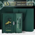 Premium dark green 2026 Year of the Horse A5 business planner gift set with pen and bag - 日程本3件套 / 含本笔芯礼盒袋 / Dark Green