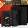 Black 2026 Year of the Horse A5 business planner gift set including pen and bag - 日程本3件套 / 含本笔芯礼盒袋 / Starry Black