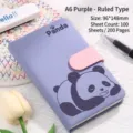 A6 purple pocket notebook with cute panda design magnetic buckle and 100 lined sheets - A6 / Lined / Purple