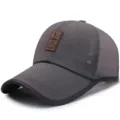 Gorra de béisbol de malla gris transpirable con visera larga para actividades al aire libre - Ajustable (Para 56-60cm) / Estilo Avatar-Gris Oscuro