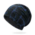 Gorro beanie plisado en negro y azul con detalles rotos modernos para hombre y mujer - Talla única / Estilo de Línea en S / Azul