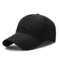 Lightweight breathable black mesh quick-dry baseball cap for men's outdoor sports and sun protection - Plain Style / Black