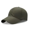 Dark olive green quick-dry baseball cap with breathable laser-cut holes - Plain Style / Army Green