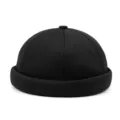 Klassische schwarze randlose Dockermütze für Herren und Damen, minimalistischer Matrosen-Look - M (56-58cm) / Schwarz