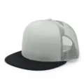Two-tone grey and black hip hop flat brim baseball cap with breathable mesh back trucker style - Adjustable (56-60cm) / Black and Light Gray
