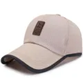 Gorra de béisbol de malla caqui transpirable con ala extendida para deportes al aire libre - Ajustable (Para 56-60cm) / Estilo Avatar-Beige