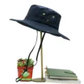Navy blue men's wide brim bucket hat for outdoor sun protection. - Navy Blue Style