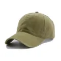 Gorra de béisbol clásica de algodón lavado verde oliva con estilo vintage desgastado - Ajustable para Circunferencia de Cabeza de 55-59cm / Estilo de Cierre de Hebilla en D / Verde Militar