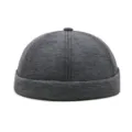 Dunkelgraue randlose Docker-Mütze mit weichem Strick für Herbst und Winter - M (56-58cm) / Dunkelgrau