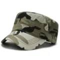 Classic military style camouflage flat top cadet hat for outdoor sports sun protection - One Size Adjustable (55-59CM) / Side Sport Label / Camouflage