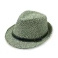 Classic summer sun straw fedora hat with a black belt buckle in a green woven finish. - One Size (56-58cm) / Jazz Hat Style / Army Green White-Belt Buckle