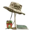 Outdoor men's desert digital camo boonie hat featuring wide brim and adjustable chin strap - Grid Pattern No.3 Style
