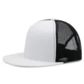 Casquette de camionneur en maille bicolore noir et blanc avec bord plat de sport - Réglable (56-60cm) / Blanc Maille Noire