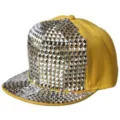Cappellino da baseball hip-hop giallo con borchie quadrate argento e visiera piatta. - Regolabile 55-60cm / Stile con borchie quadrate argento / Giallo