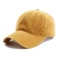 Gorra de béisbol ajustable de algodón lavado en amarillo mostaza para protección solar diaria - Ajustable para Circunferencia de Cabeza de 55-59cm / Estilo de Cierre de Hebilla en D / Amarillo Tierra