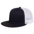Casquette trucker bicolore noir et blanc à visière plate avec filet arrière très respirant - Réglable (56-60cm) / Noir avec maille blanche