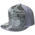 Cappello snapback hiphop bianco con borchie quadrate argentate per stile bboy street - Regolabile 55-60cm / Stile con borchie quadrate argento / Bianco