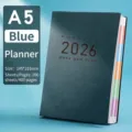 A5 navy blue 2026-2027 planner notebook with colorful index tabs and 400 pages - A5 Single Notebook / Deep Blue (2027)