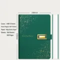 Elegante taccuino A5 in pelle PU verde Natale con design a cielo stellato dorato e fibbia - 180 Fogli / 360 Pagine / Verde di Natale