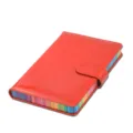 Rotes A5 Leder-Notizbuch mit bunten Regenbogenrändern und sicherem Magnetverschluss - A5 / Laser Orange