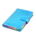 Blaues A5 Laser Leder Notizbuch mit Magnetverschluss und bunten Regenbogen Farbkanten - A5 / Laserblau