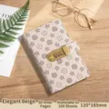 Organizzatore di contanti portatile beige con motivo a stelle e serratura - Beige elegante