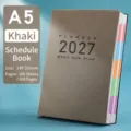 Agenda A5 2027 caqui con 400 páginas y pestañas para una planificación eficiente - Cuaderno Individual A5 / Caqui (2027)