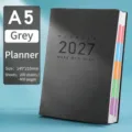 Agenda 2027 A5 gris de 400 páginas para una planificación profesional diaria - Cuaderno Individual A5 / Gris (2027)