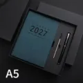 Set de regalo de agenda profesional A5 2027 con bolígrafo de firma y caja de regalo - Juego de 5 Piezas (Con Bolígrafo) / Azul Profundo (2027)