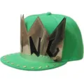 Casquette snapback hip hop vert vif avec plaque de couronne dorée et clous dorés. - 56-60cm / Vert