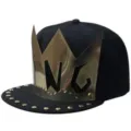 Casquette snapback hip-hop élégante avec une plaque de couronne dorée et des rivets - 56-60cm / Style King / Noir