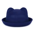 Chapeau melon mignon en feutre de laine bleu marine avec oreilles de chat. - Taille Enfant (Convient pour un tour de tête de 52-54cm) / Bleu Royal