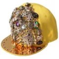 Gorra de béisbol de estilo punk amarillo decorada con remaches dorados y cabeza de leopardo - Estilo Cabeza de Leopardo / Amarillo
