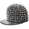 Punk style snapback hat featuring silver metallic spikes on a black fabric base - Adjustable 55-60cm / Black Base Silver Rivets
