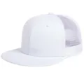 Casquette de baseball hip hop blanche à bord plat avec dos en maille respirante premium - Réglable (56-60cm) / Blanc/Filet Blanc