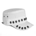 Weiße Military Cap im Flat Top Stil mit markanten Totenkopf Nieten aus Metall - Stil 2-Weiß