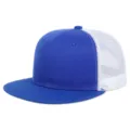 Casquette de camionneur bleue et blanche à bord plat avec filet pour l'extérieur. - Réglable (56-60cm) / Bleu Royal Maille Blanche
