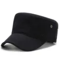 Classic black cadet cap with side embroidery and breathable metal eyelets. - One Size Adjustable (55-59CM) / Sport Embroidery / Black