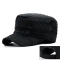 Casquette militaire en fourrure noire élégante avec doublure en peluche chaude - Réglable Convient 56-59cm / Uni-Noir