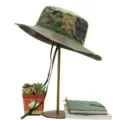 Outdoor wide brim camouflage bucket hat with adjustable chin strap for sun protection - Camouflage No.10 Style