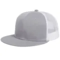 Casquette trucker classique grise et blanche avec filet respirant et visière plate hip hop - Réglable (56-60cm) / Gris Avec Maille Blanche
