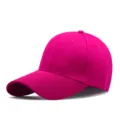 Cappellino da baseball classico in cotone magenta a tinta unita con cinturino regolabile - Rosso rosa
