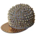 Unisex grey punk hip hop snapback hat with full gold spikes and metallic flat brim - Adjustable 55-60cm / Grey Base Gold Rivets