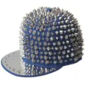 Blue punk hip hop hat with silver metallic spikes and a reflective flat brim style - Adjustable 55-60cm / Royal Blue with Silver Studs