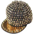 Street punk style hip-hop hat with full gold spikes on black flat brim baseball cap - Adjustable 55-60cm / Silver Flat Rivets on Body and Brim