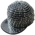 Street punk style hip hop cap featuring silver pointed spikes and a reflective flat brim. - Adjustable 55-60cm / Black Base with Silver Flat Rivets