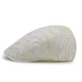 Elegante berretto estivo in pizzo bianco con dettagli in corda ricamata beige - Regolabile (55-59cm) / Motivo a Linee Beige