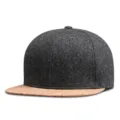 Gorra hip hop de lana gris con visera plana de corcho para otoño e invierno - 56-60cm / Veta de Madera - Gris Oscuro